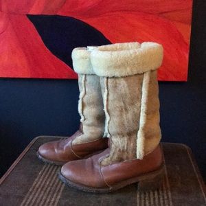 Vintage calf skin lambs wool boot size 7.5